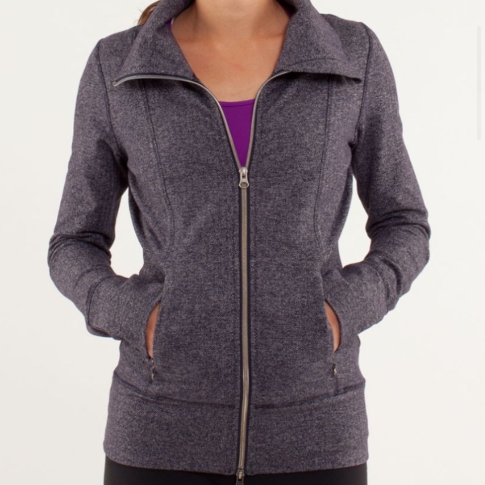 Lululemon Daily Yoga Jacket Size 10 Herringbone Blue/ Purple Athleisure Gym